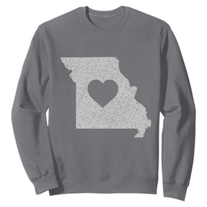 Missouri Home Distressed Missouri State Map with Heart Sweatshirt