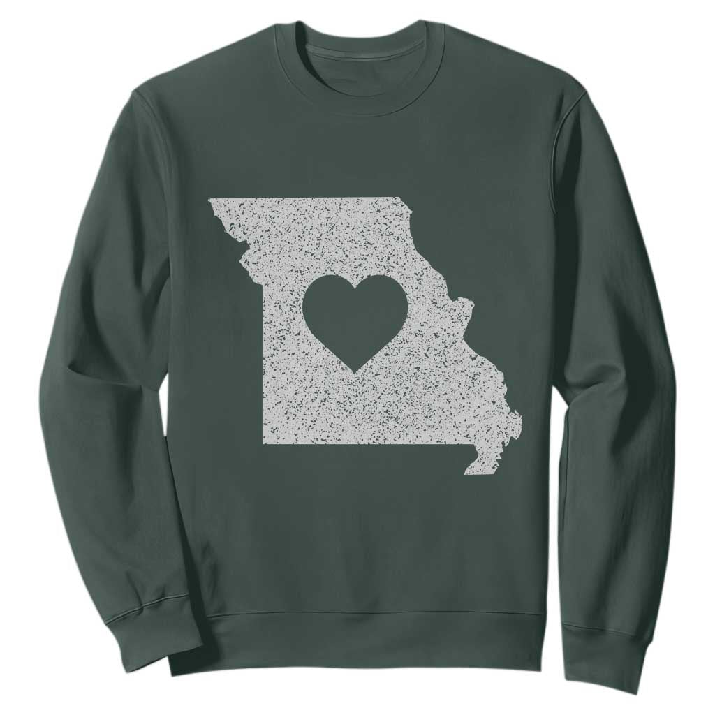 Missouri Home Distressed Missouri State Map with Heart Sweatshirt