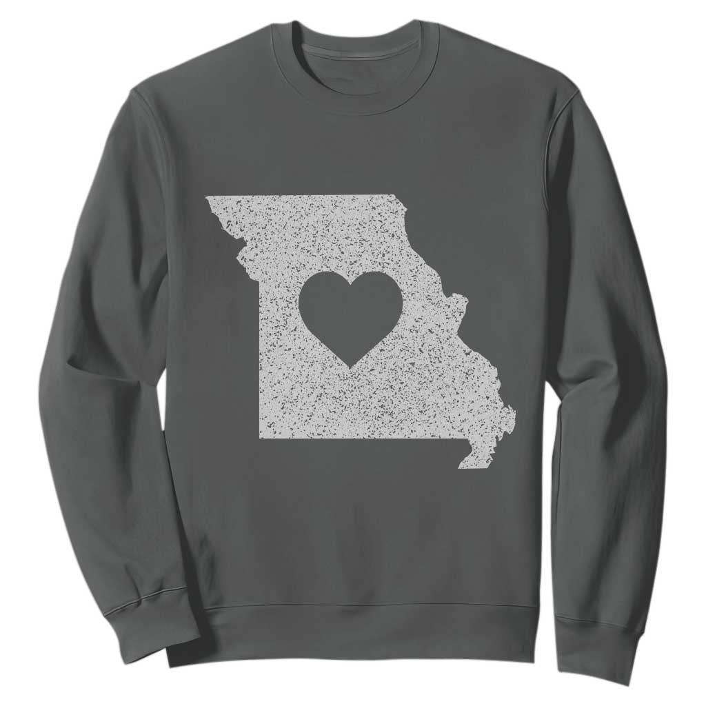 Missouri Home Distressed Missouri State Map with Heart Sweatshirt