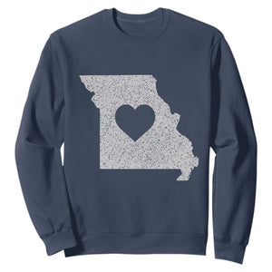 Missouri Home Distressed Missouri State Map with Heart Sweatshirt