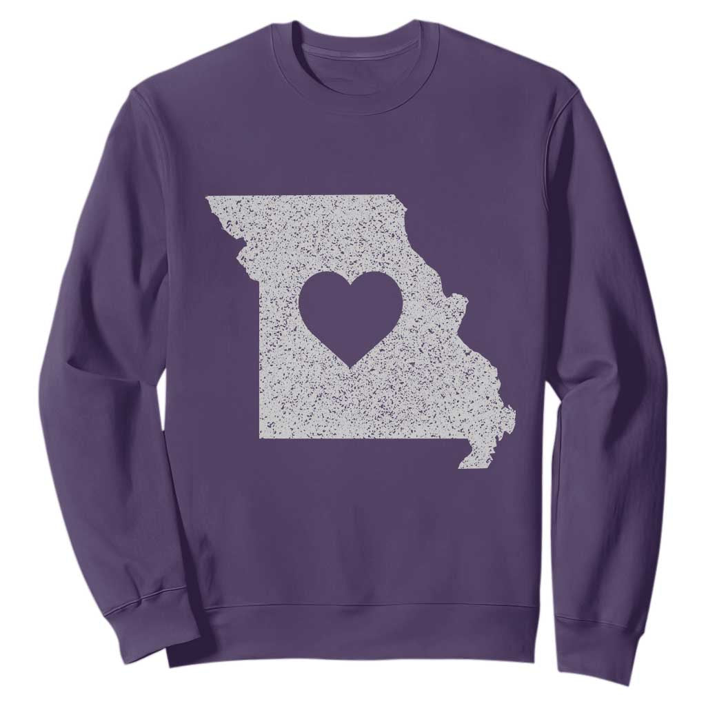 Missouri Home Distressed Missouri State Map with Heart Sweatshirt