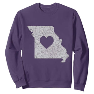 Missouri Home Distressed Missouri State Map with Heart Sweatshirt