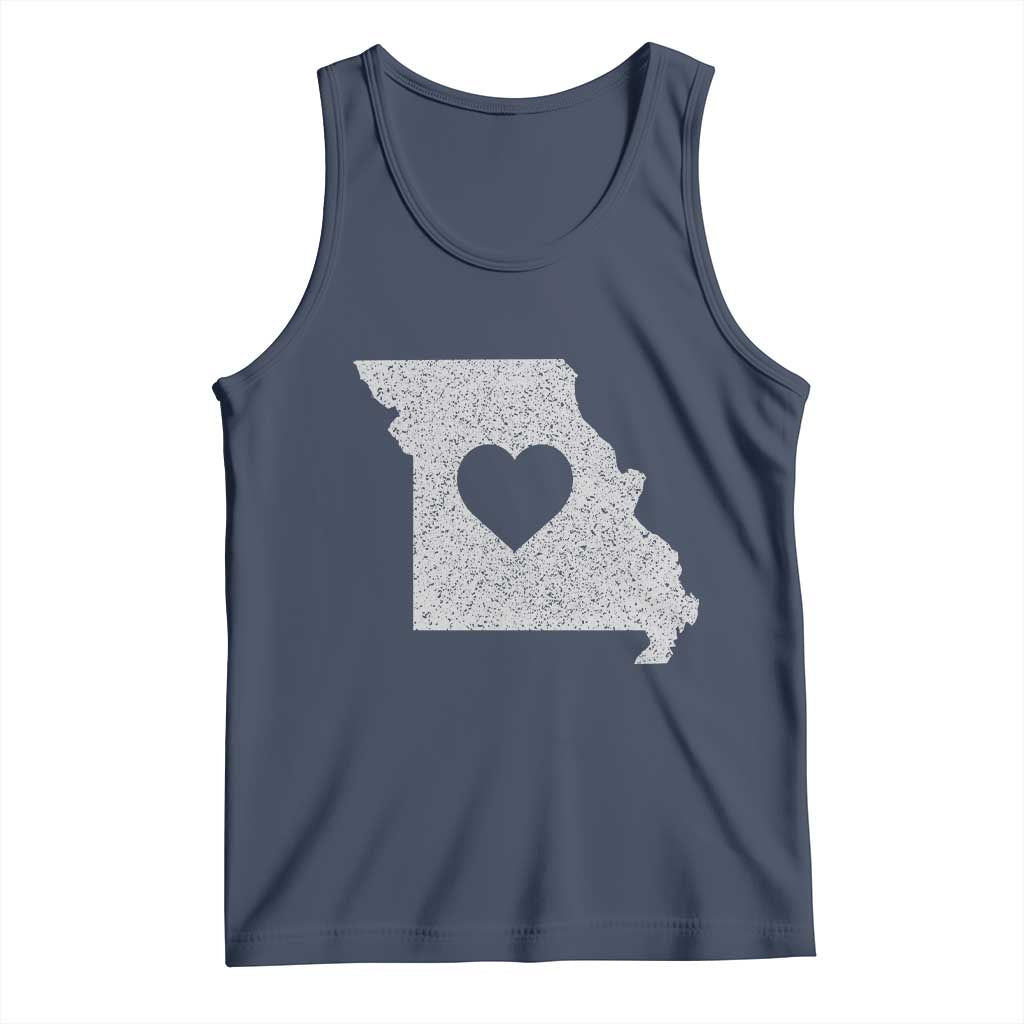 Missouri Home Distressed Missouri State Map with Heart Tank Top