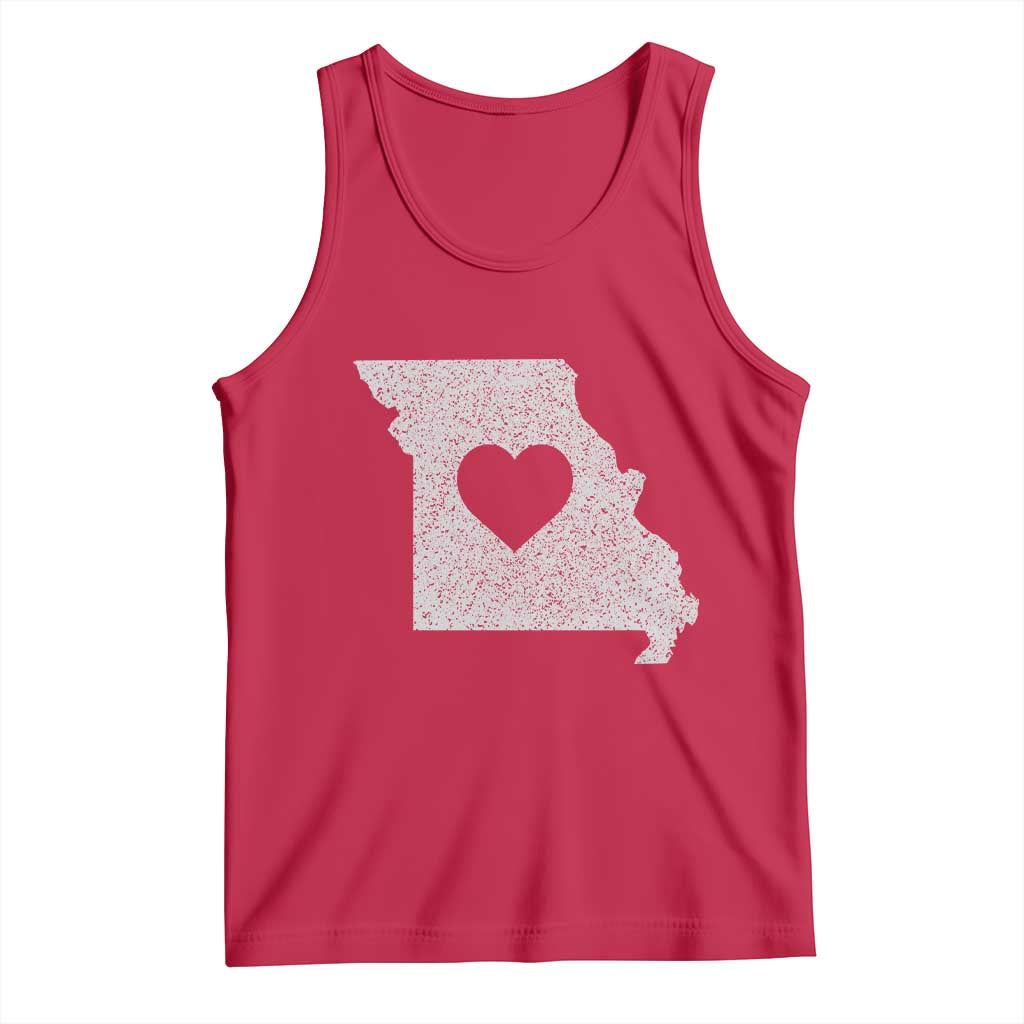 Missouri Home Distressed Missouri State Map with Heart Tank Top