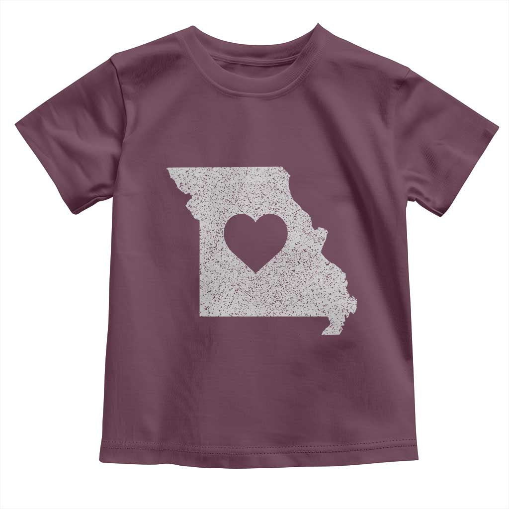 Missouri Home Distressed Missouri State Map with Heart Toddler T Shirt