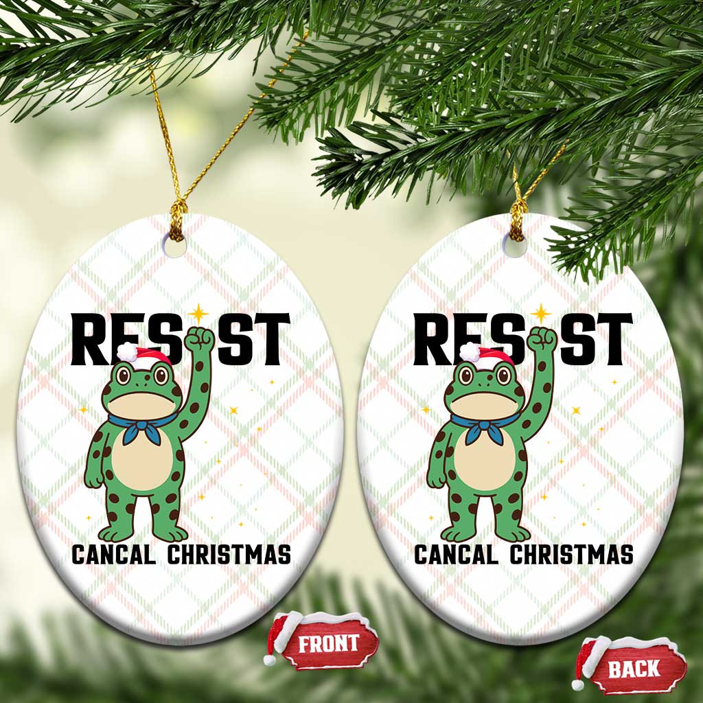 Resist Frog Ceramic Ornament Funny Portland Protest ICE Activist Meme TS14 Print Your Wear