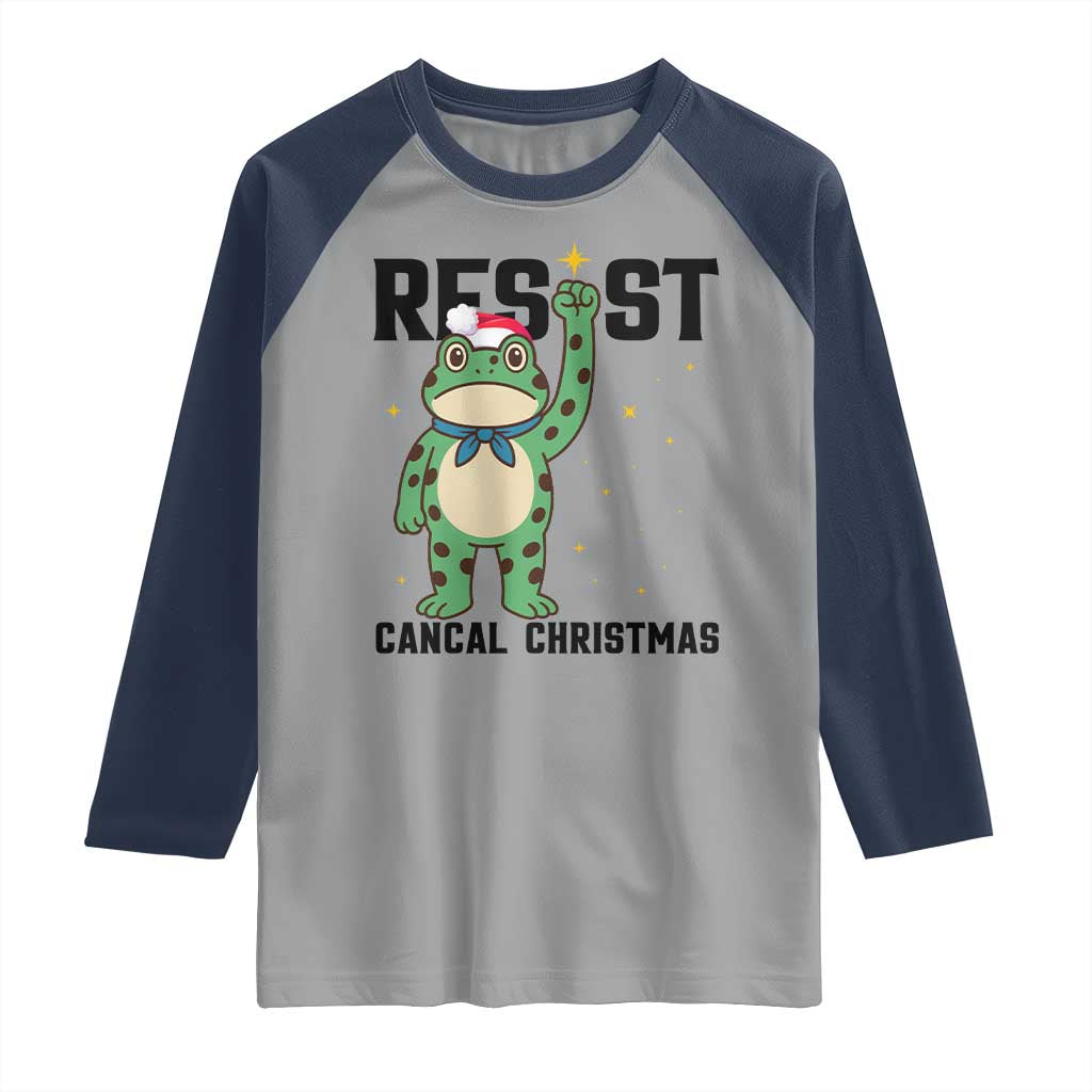 Resist Frog Raglan Shirt Funny Portland Protest ICE Activist Meme TS14 Sport Gray Navy Print Your Wear
