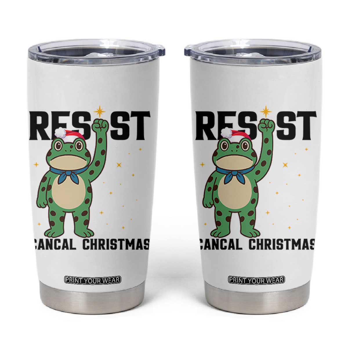 Resist Frog Tumbler Cup Funny Portland Protest ICE Activist Meme TS14 White Print Your Wear