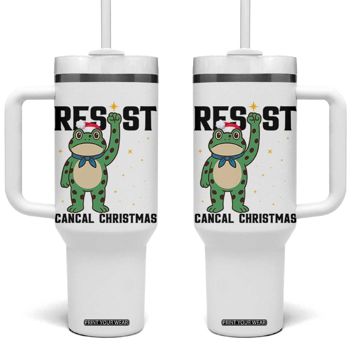 Resist Frog Tumbler With Handle Funny Portland Protest ICE Activist Meme TS14 One Size: 40 oz White Print Your Wear
