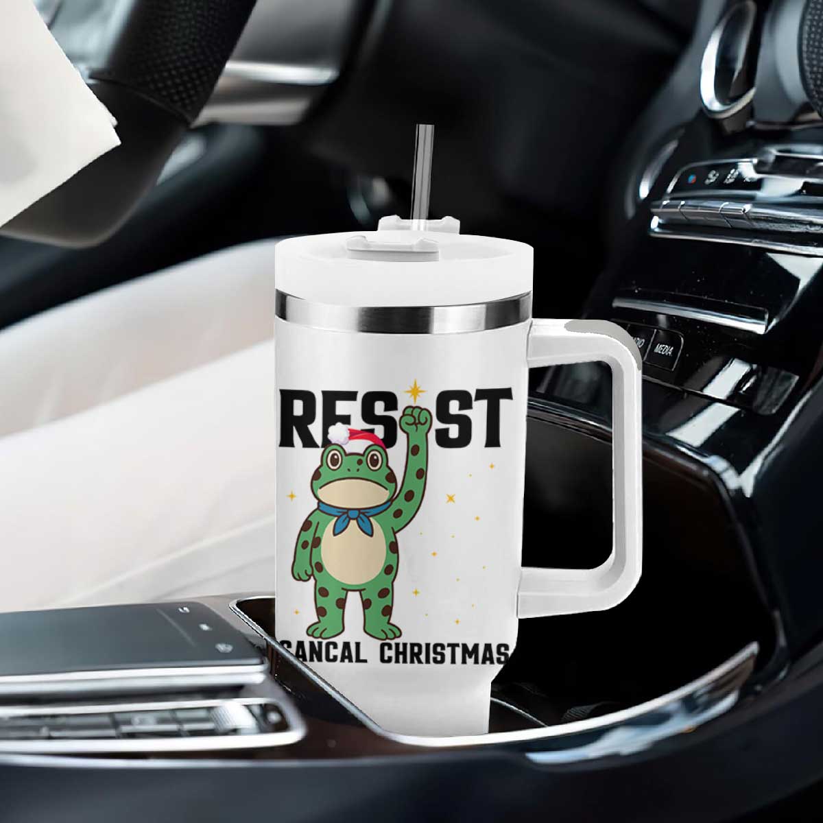 Resist Frog Tumbler With Handle Funny Portland Protest ICE Activist Meme TS14 Print Your Wear