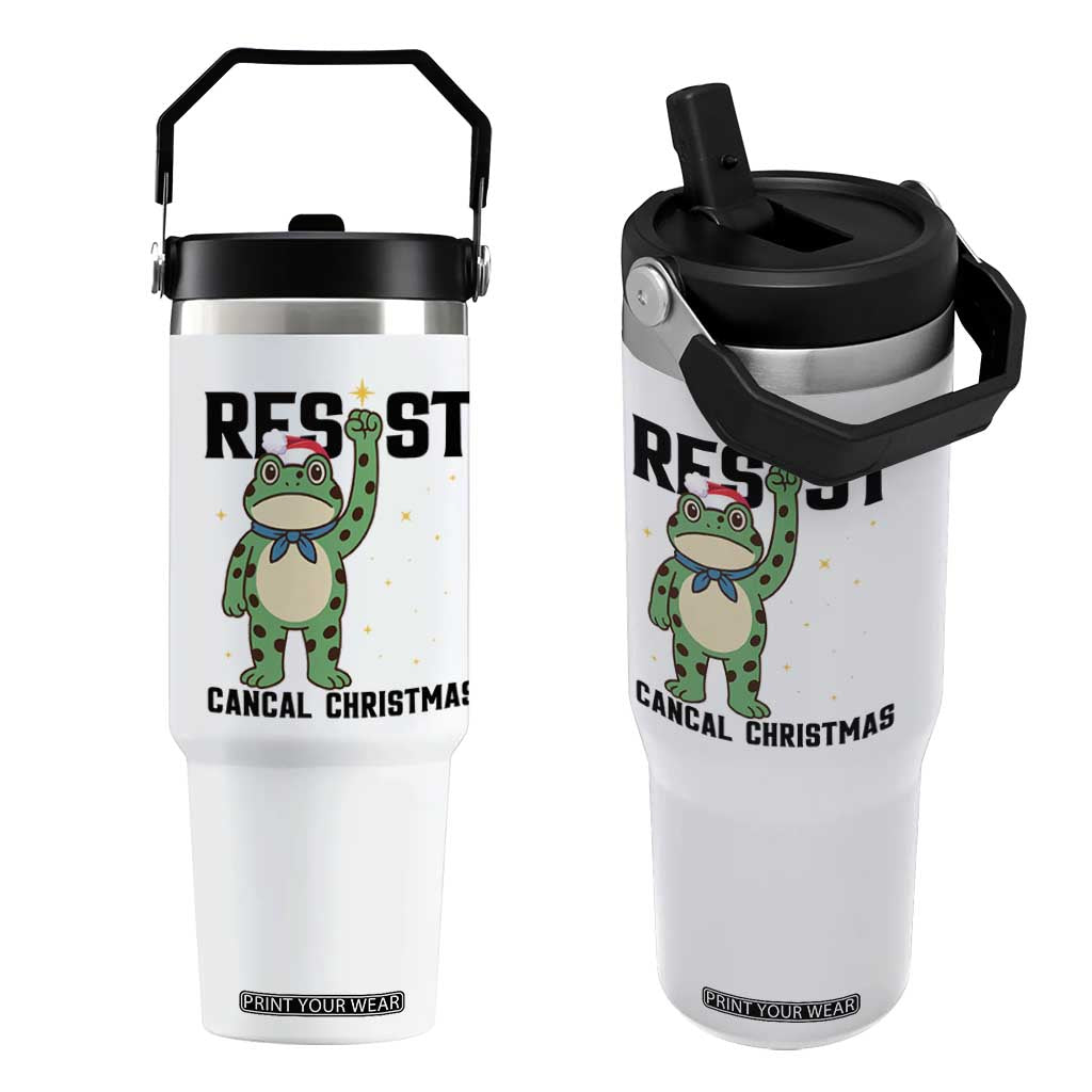 Resist Frog Flip Straw Tumbler Funny Portland Protest ICE Activist Meme TS14 One Size: 30 oz White Print Your Wear