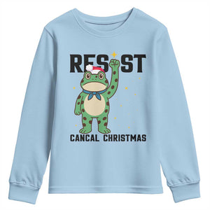 Resist Frog Youth Sweatshirt Funny Portland Protest ICE Activist Meme TS14 Light Blue Print Your Wear