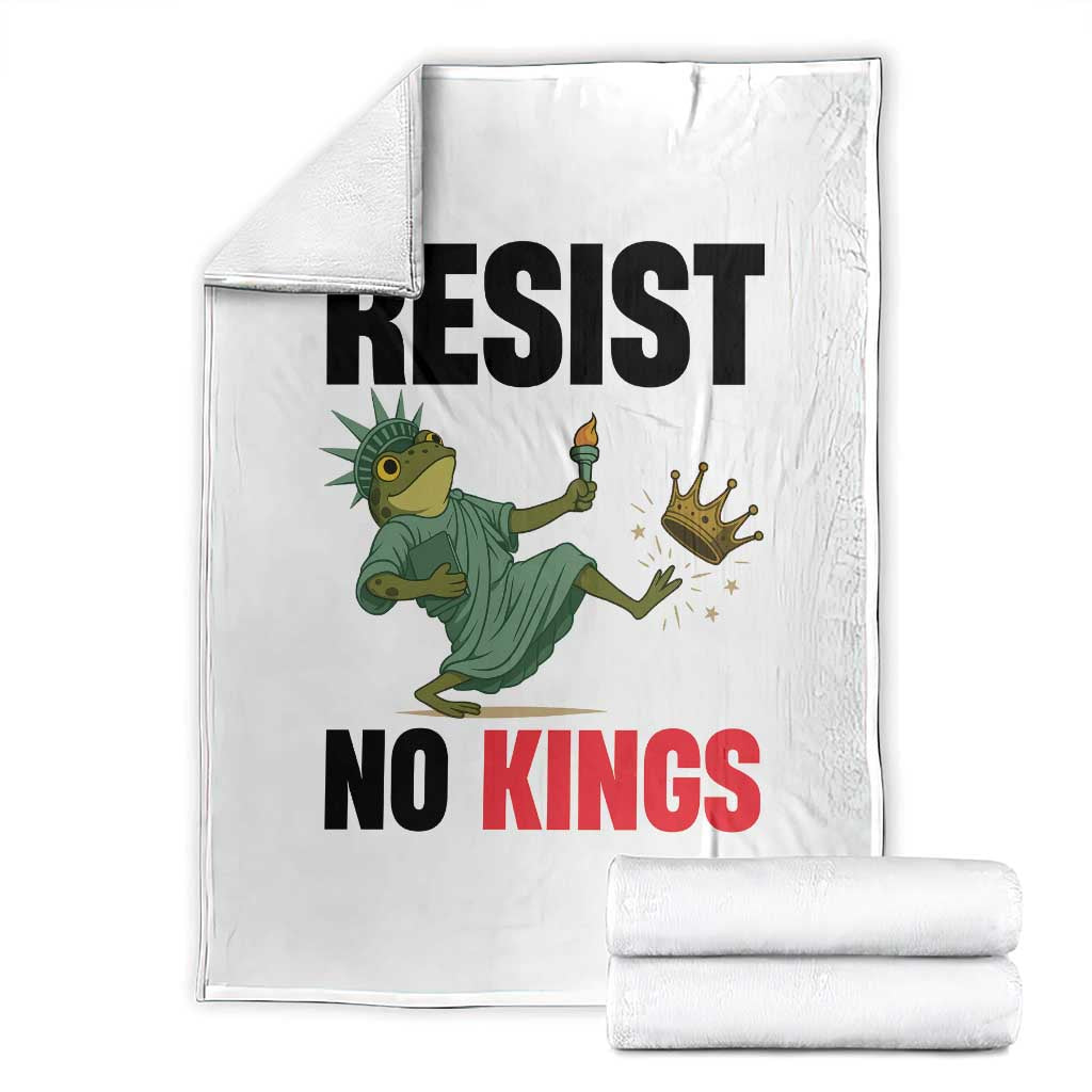 Resist Frog Throw Blanket No Kings In America Political 2025 TS14 White Print Your Wear