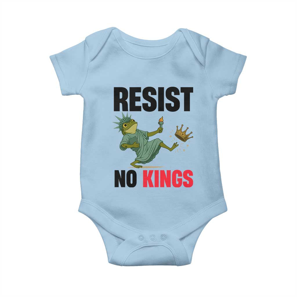 Resist Frog Baby Onesie No Kings In America Political 2025 TS14 Light Blue Print Your Wear