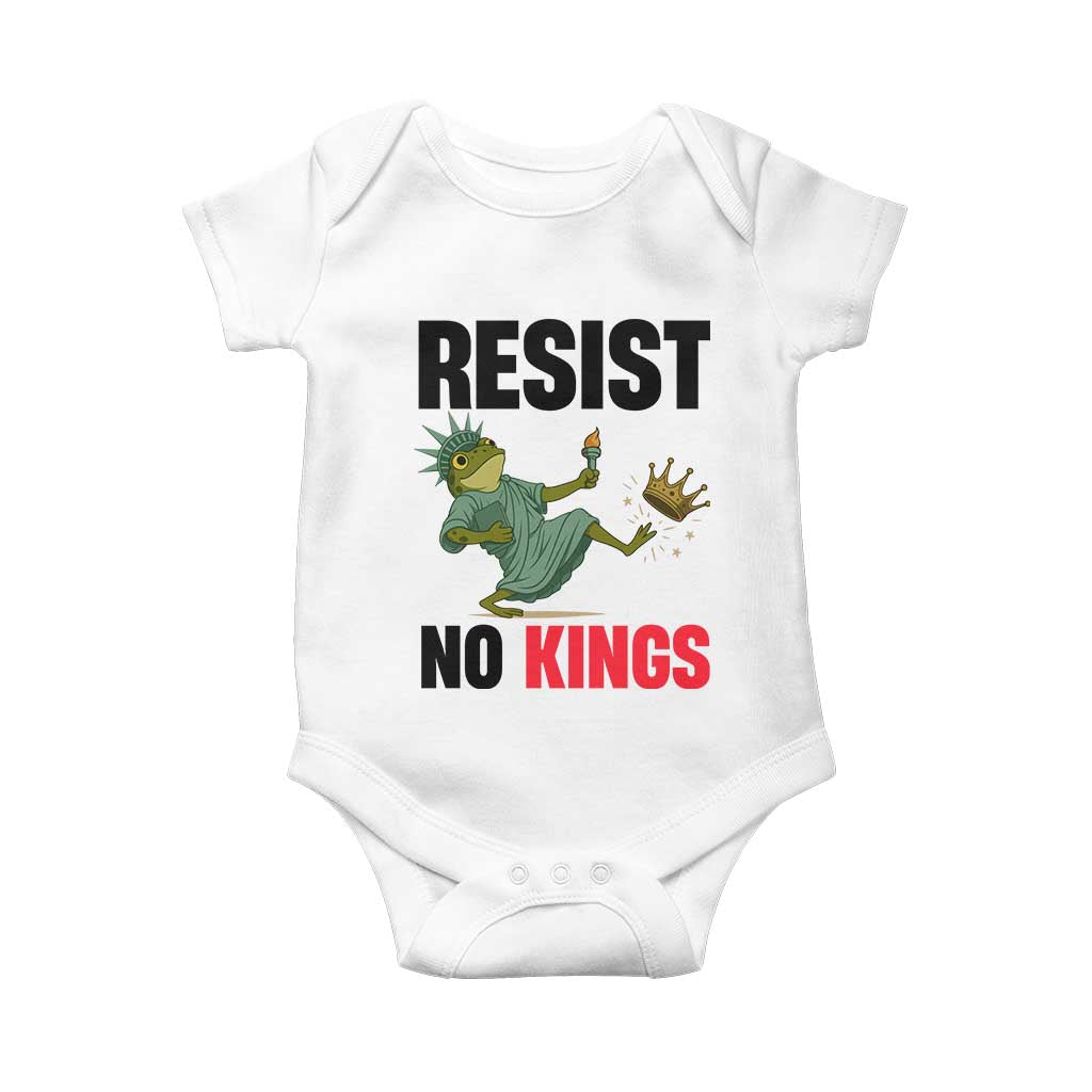 Resist Frog Baby Onesie No Kings In America Political 2025 TS14 White Print Your Wear