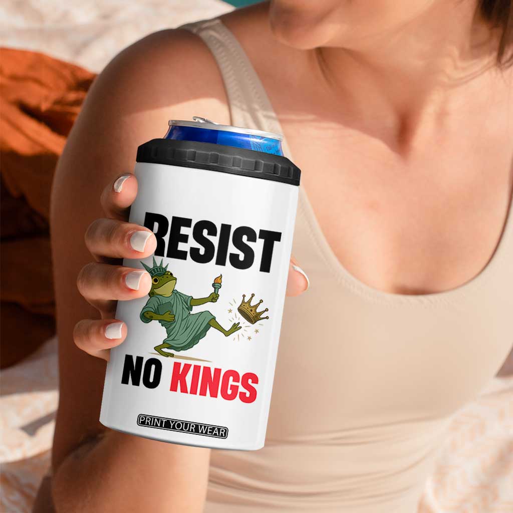 Resist Frog 4 in 1 Can Cooler Tumbler No Kings In America Political 2025 TS14 Print Your Wear