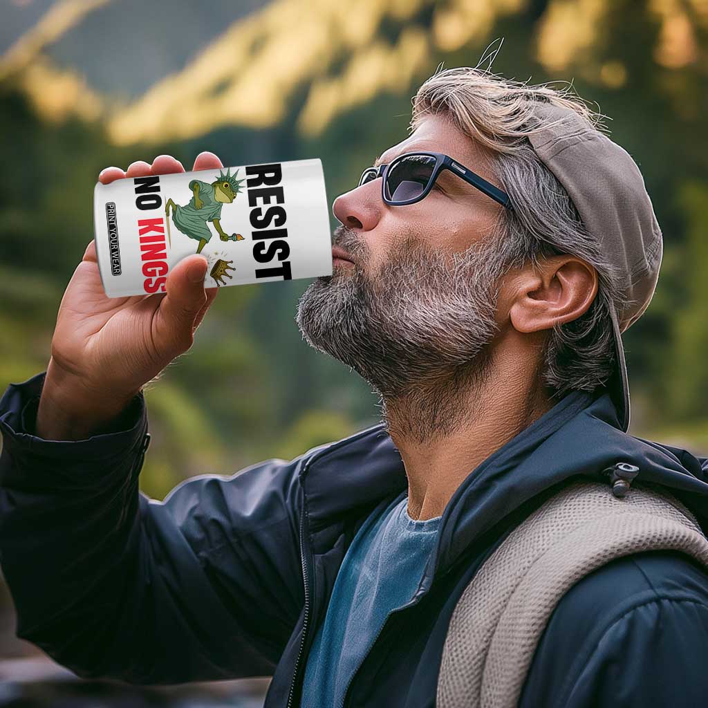 Resist Frog 4 in 1 Can Cooler Tumbler No Kings In America Political 2025 TS14 Print Your Wear