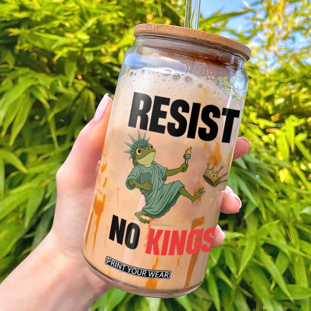 Resist Frog Glass Can No Kings In America Political 2025 TS14 White Print Your Wear