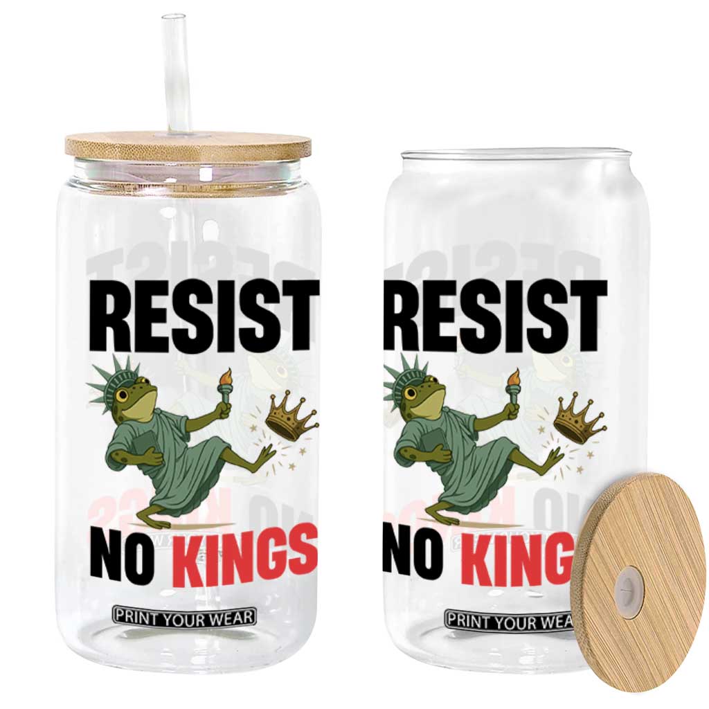 Resist Frog Glass Can No Kings In America Political 2025 TS14 Print Your Wear
