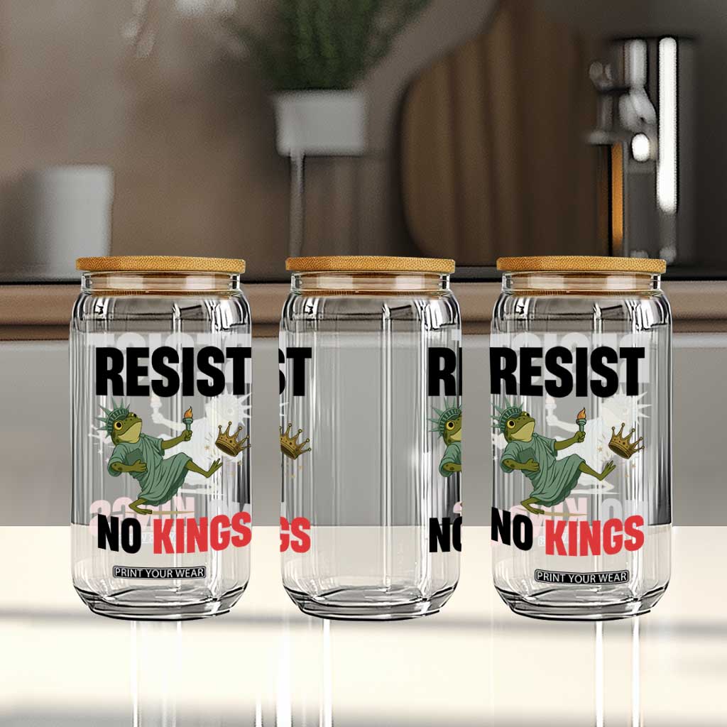 Resist Frog Glass Can No Kings In America Political 2025 TS14 Print Your Wear