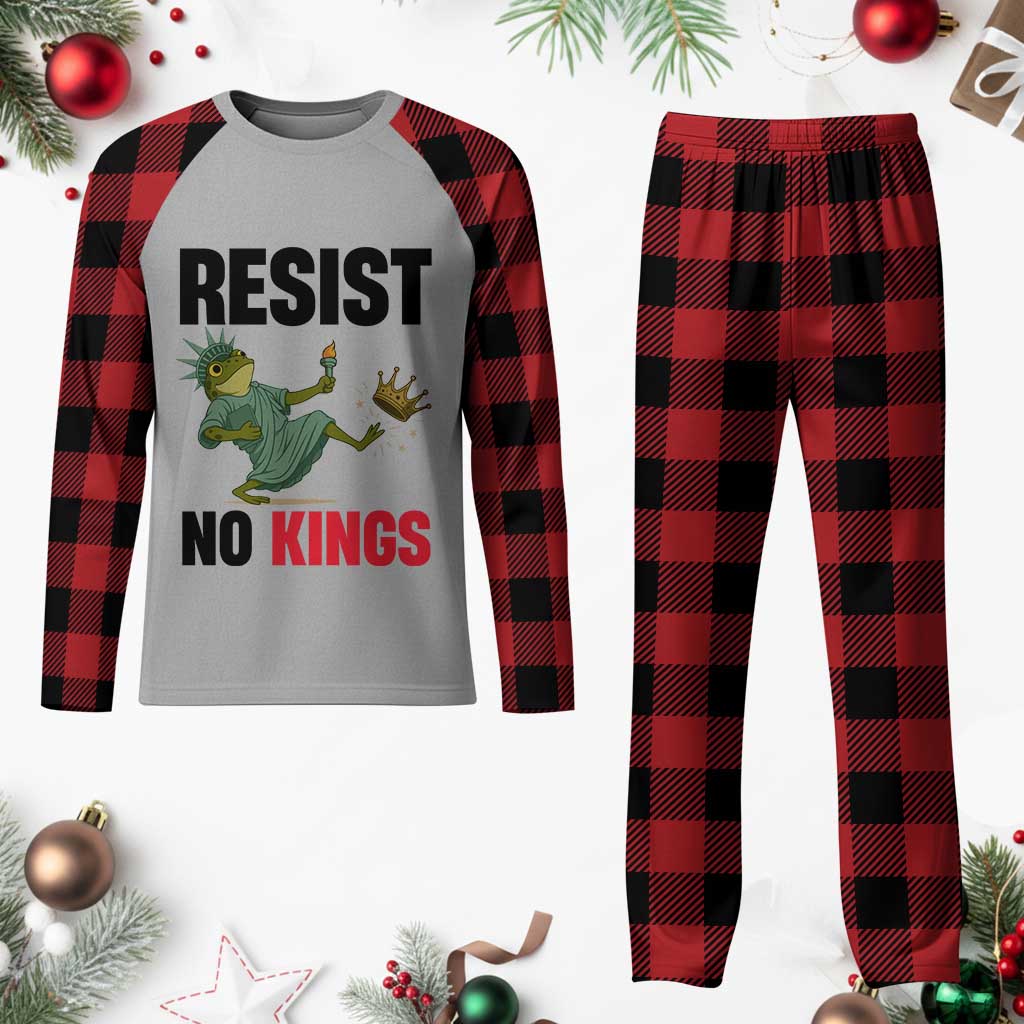 Resist Frog Plaid Pajama Set No Kings In America Political 2025 TS14 Buffalo Plaid Print Your Wear