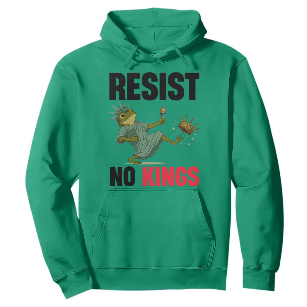 Resist Frog Hoodie No Kings In America Political 2025 TS14 Irish Green Print Your Wear