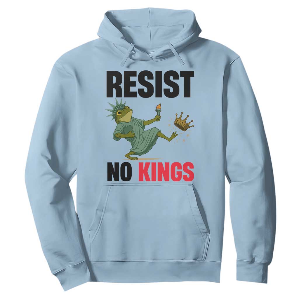 Resist Frog Hoodie No Kings In America Political 2025 TS14 Light Blue Print Your Wear