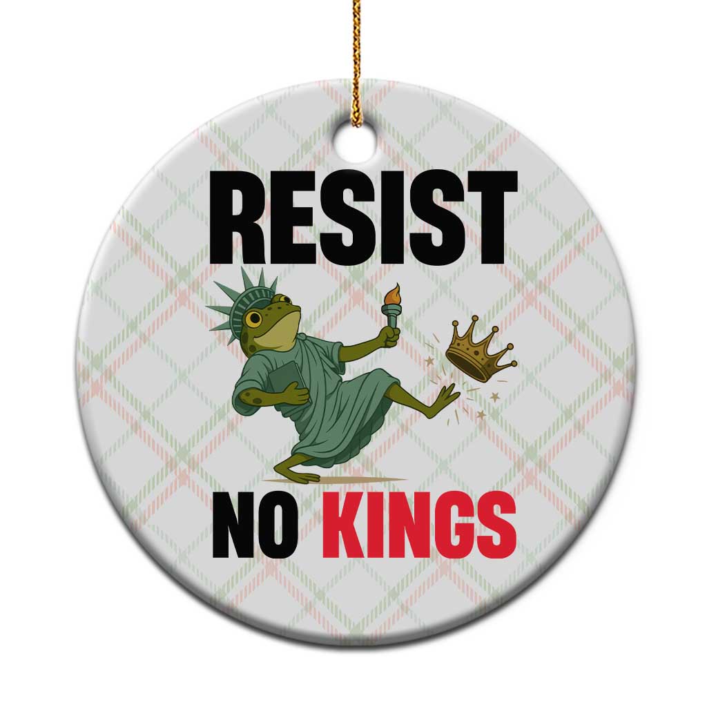 Resist Frog Ceramic Ornament No Kings In America Political 2025 TS14 1pc Christmas Plaid Print Your Wear