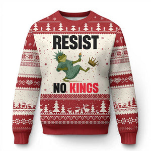 Resist Frog Ugly Christmas Sweater No Kings In America Political 2025 - Print Your Wear