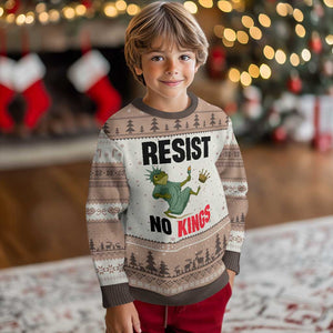 Resist Frog Ugly Christmas Sweater No Kings In America Political 2025 TS14 Mocha Mousse Print Your Wear
