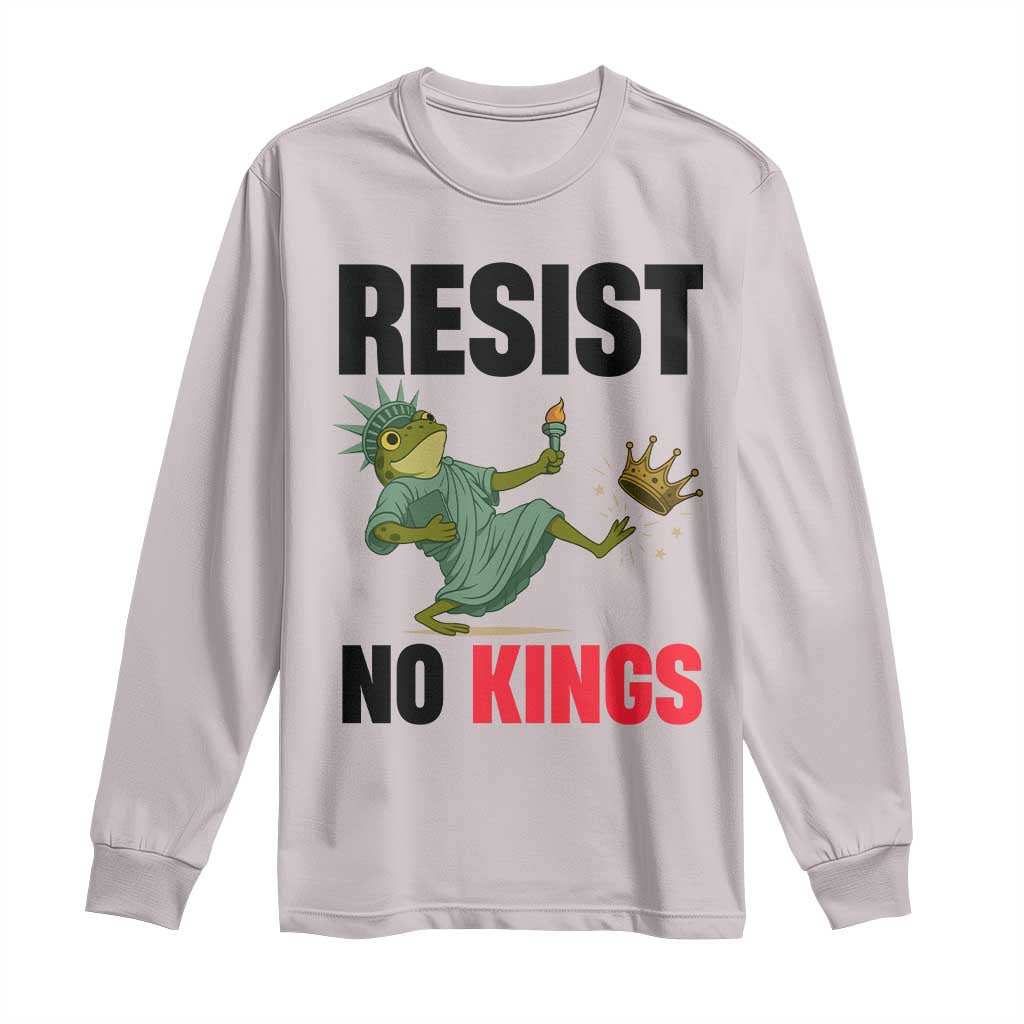 Resist Frog Long Sleeve Shirt No Kings In America Political 2025 TS14 Ice Gray Print Your Wear