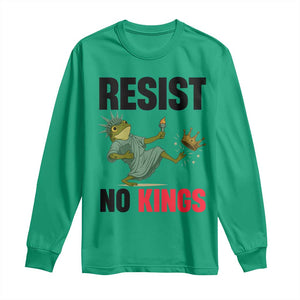 Resist Frog Long Sleeve Shirt No Kings In America Political 2025 TS14 Irish Green Print Your Wear