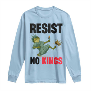 Resist Frog Long Sleeve Shirt No Kings In America Political 2025 TS14 Light Blue Print Your Wear
