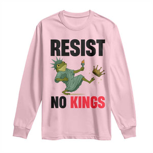 Resist Frog Long Sleeve Shirt No Kings In America Political 2025 TS14 Light Pink Print Your Wear
