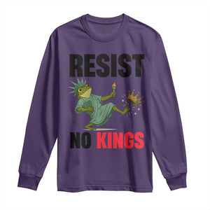 Resist Frog Long Sleeve Shirt No Kings In America Political 2025 TS14 Purple Print Your Wear