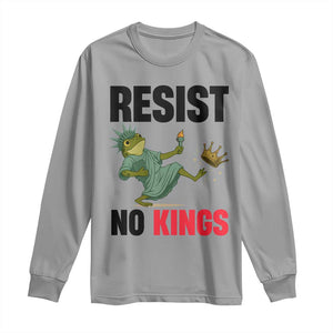 Resist Frog Long Sleeve Shirt No Kings In America Political 2025 TS14 Sport Gray Print Your Wear