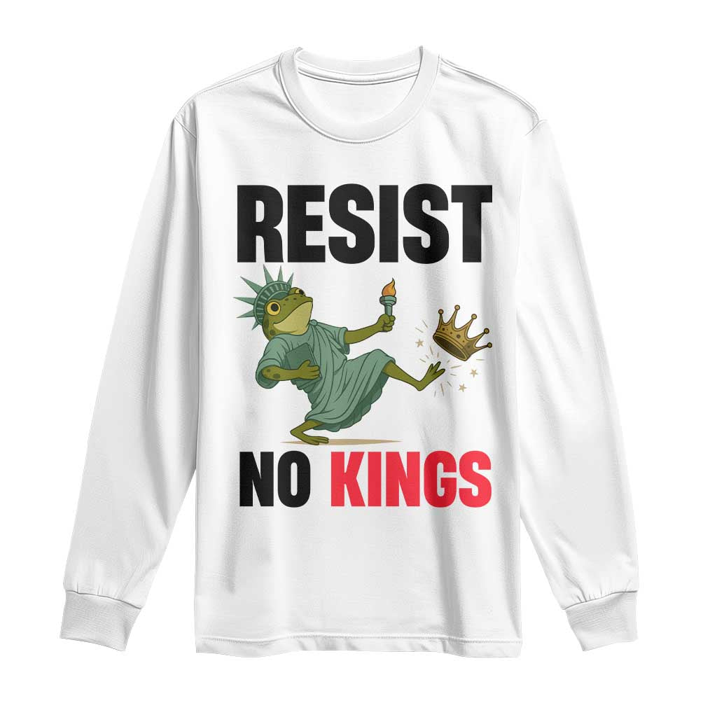 Resist Frog Long Sleeve Shirt No Kings In America Political 2025 TS14 White Print Your Wear