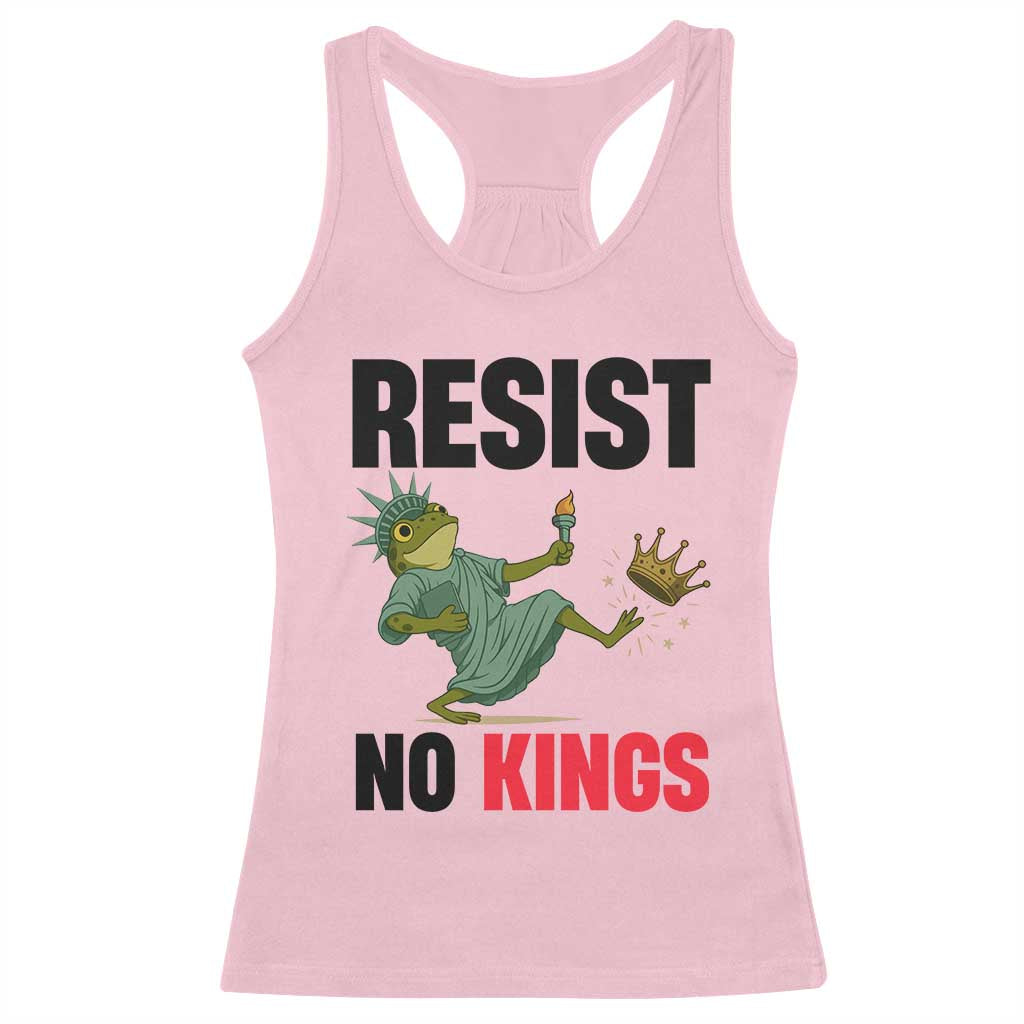 Resist Frog Racerback Tank Top No Kings In America Political 2025 TS14 Light Pink Print Your Wear