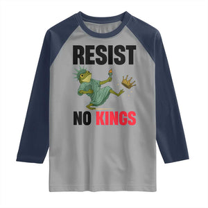 Resist Frog Raglan Shirt No Kings In America Political 2025 TS14 Sport Gray Navy Print Your Wear