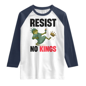 Resist Frog Raglan Shirt No Kings In America Political 2025 TS14 White Navy Print Your Wear