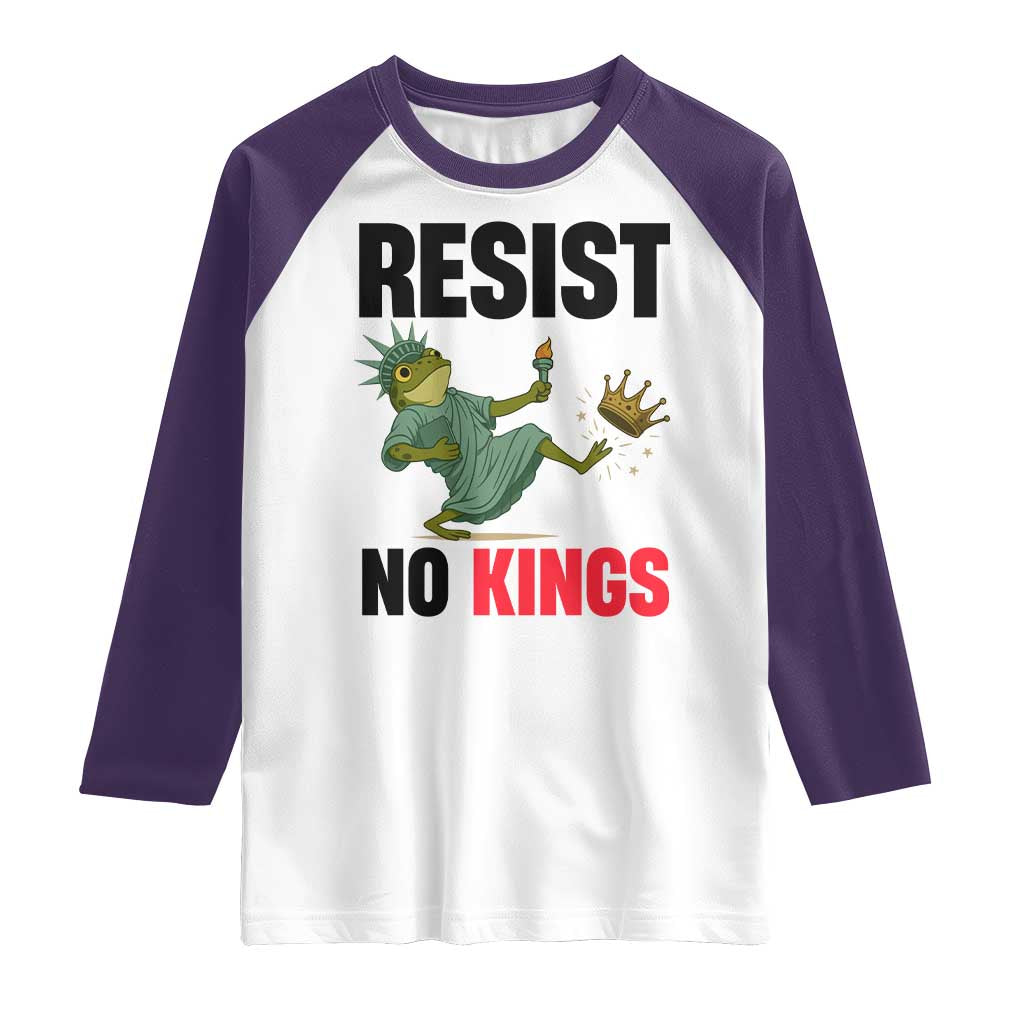 Resist Frog Raglan Shirt No Kings In America Political 2025 TS14 White Purple Print Your Wear