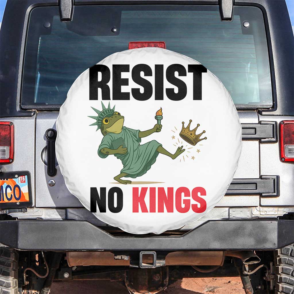 Resist Frog Spare Tire Cover No Kings In America Political 2025 TS14 No hole White Print Your Wear