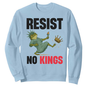 Resist Frog Sweatshirt No Kings In America Political 2025 TS14 Light Blue Print Your Wear