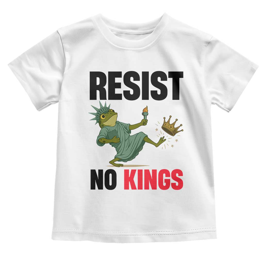 Resist Frog Toddler T Shirt No Kings In America Political 2025 TS14 White Print Your Wear