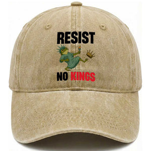 Resist Frog Washed Cotton Baseball Cap No Kings In America Political 2025 TS14 Washed Cap Universal Fit Khaki Print Your Wear