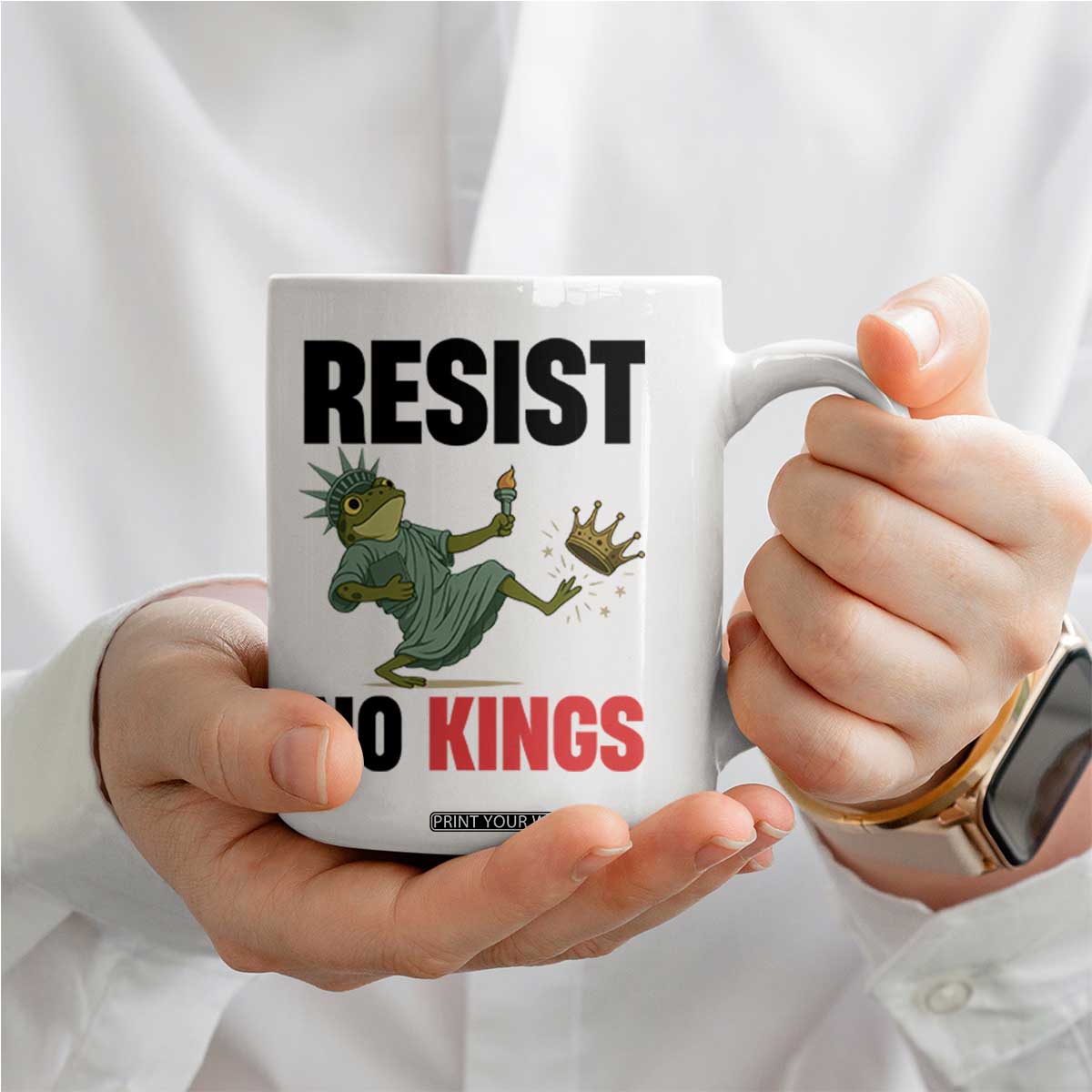 Resist Frog Coffee Mug No Kings In America Political 2025 TS14 Print Your Wear