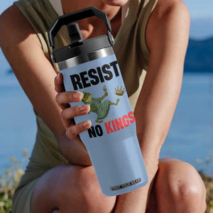 Resist Frog Flip Straw Tumbler No Kings In America Political 2025 TS14 One Size: 30 oz Light Blue Print Your Wear