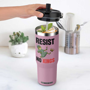 Resist Frog Flip Straw Tumbler No Kings In America Political 2025 TS14 One Size: 30 oz Light Pink Print Your Wear