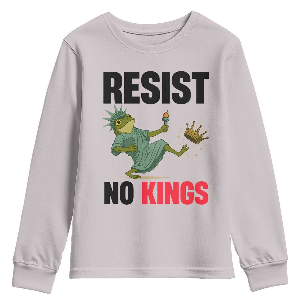 Resist Frog Youth Sweatshirt No Kings In America Political 2025 TS14 Ice Gray Print Your Wear
