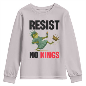 Resist Frog Youth Sweatshirt No Kings In America Political 2025 TS14 Ice Gray Print Your Wear